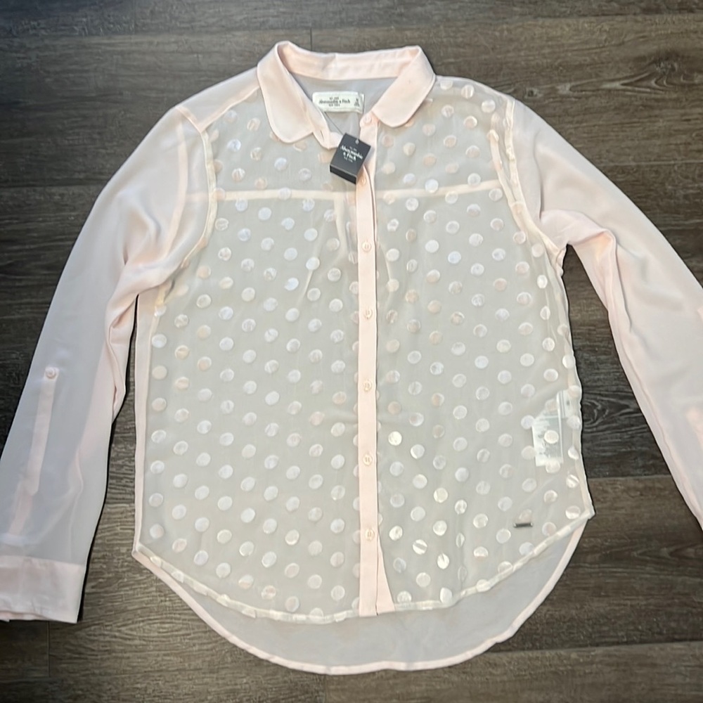 Abercrombie Sheer Dot Button Down